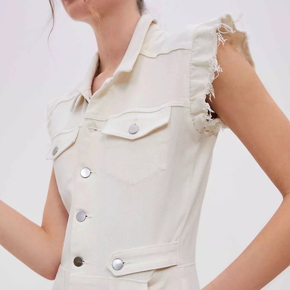 NWT Joe's Jeans Denim Jumpsuit Silvia Off-White Women's Small - Picture 1 of 5